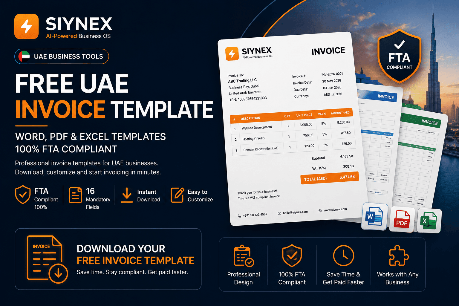 Free UAE Invoice Template (Word, PDF & Excel)